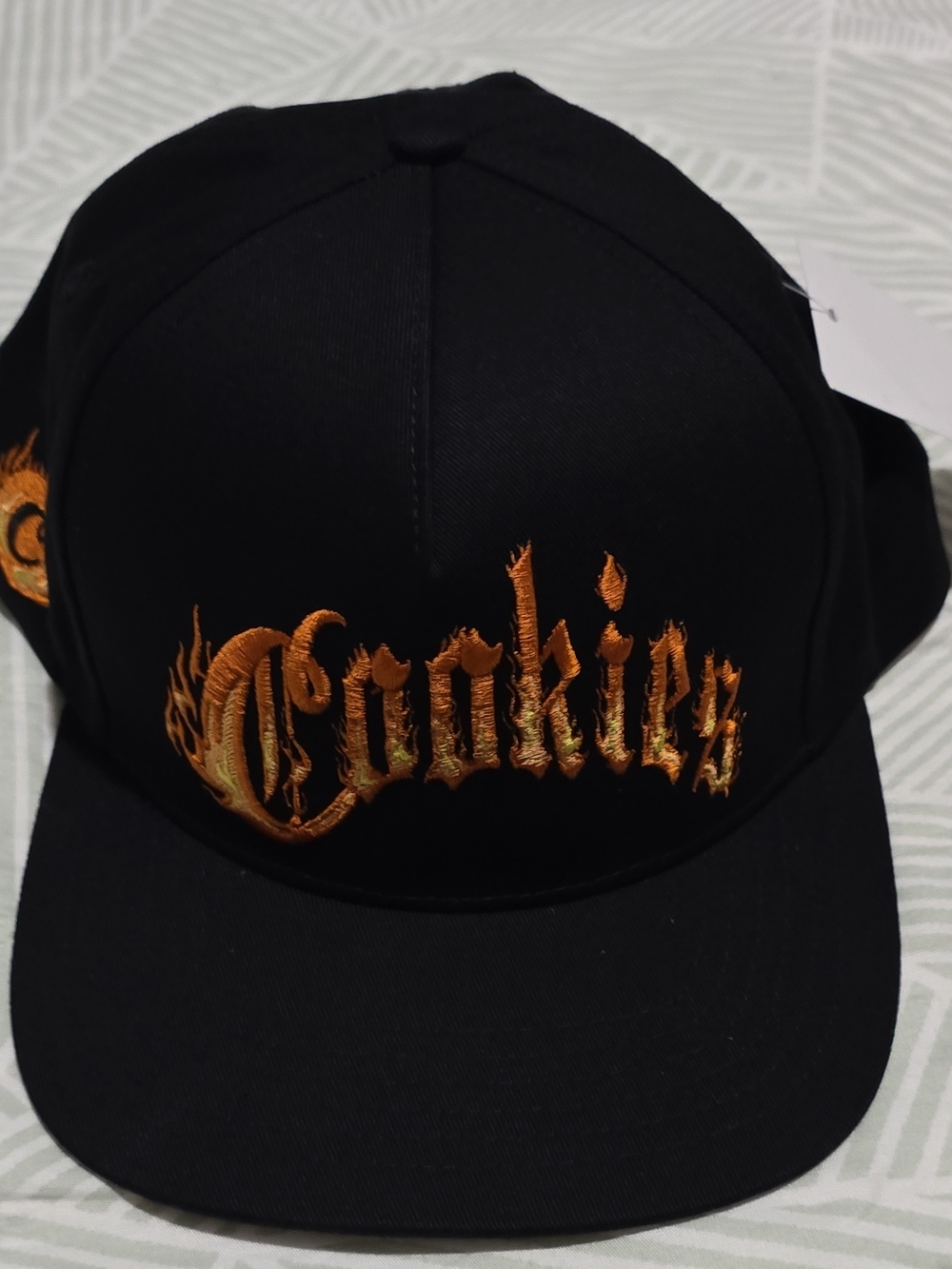 Zumiez Black Hat with Orange 'Cookies' Embroidery